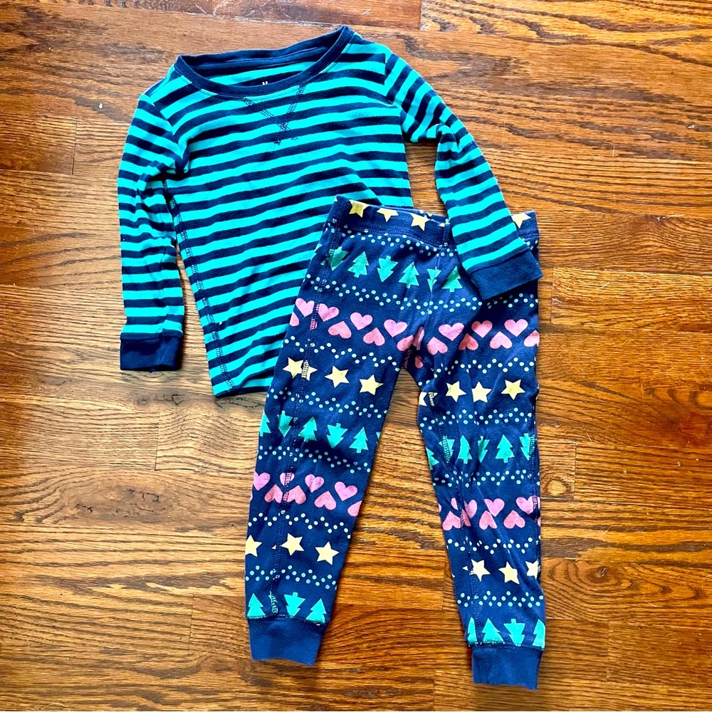 Primary stripe tree star heart dots pajamas